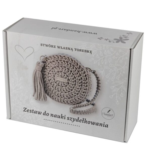 Zestaw do nauki szydełkowania - torebka ze sznurka (jasnoszara)