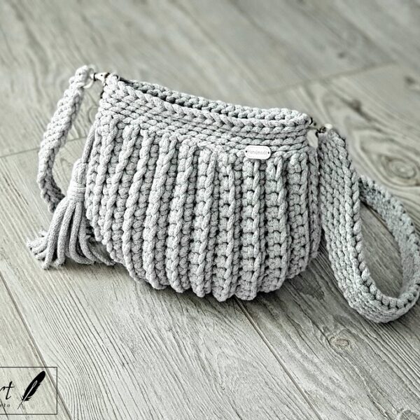 Torebka ze sznurka bawełnianego (szara)
