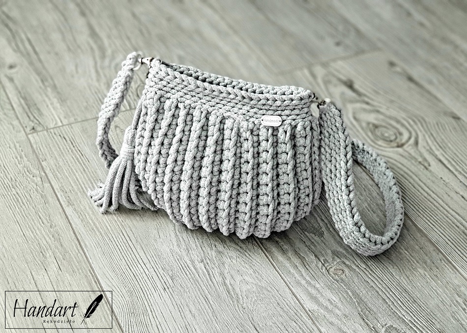 Torebka ze sznurka bawełnianego (szara)